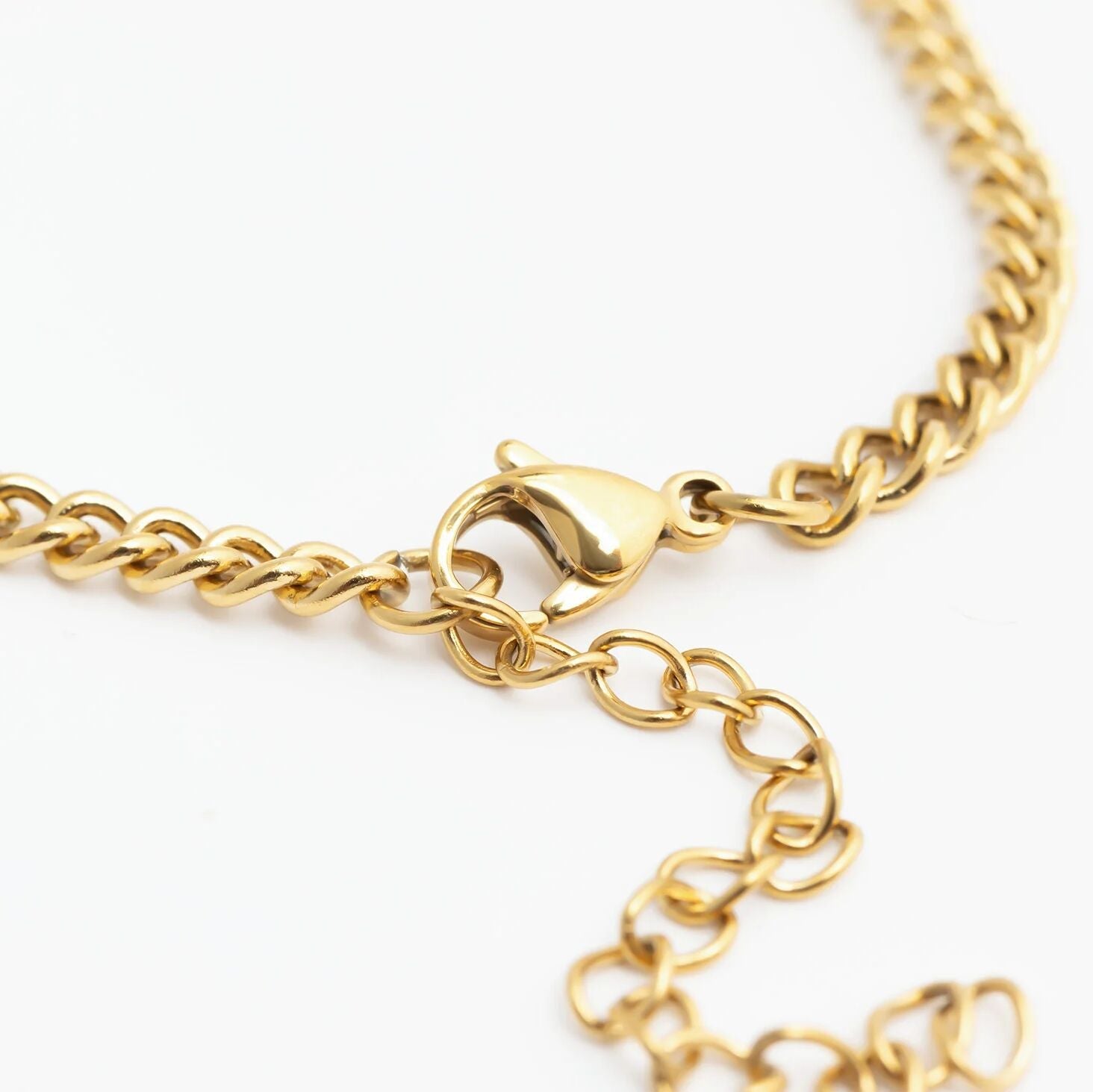18K Gold PVD Stainless Steel Oval CZ Stone Curb Chain Bracelet