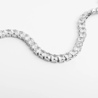 18K Gold PVD Stainless Steel Emerald Cut CZ Stone Tennis Chain Bracelet