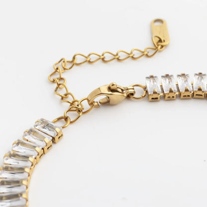 18K Gold PVD Stainless Steel Square Stone Emerald Tennis Chain Bracelet