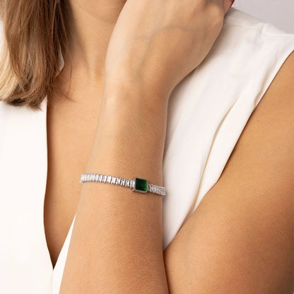 18K Gold PVD Stainless Steel Square Stone Emerald Tennis Chain Bracelet
