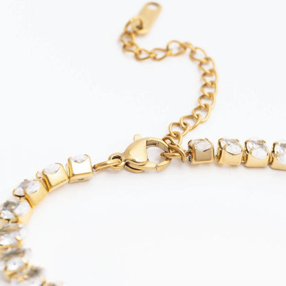 18K Gold PVD Stainless Steel Oval CZ Tennis Chain Bracelet