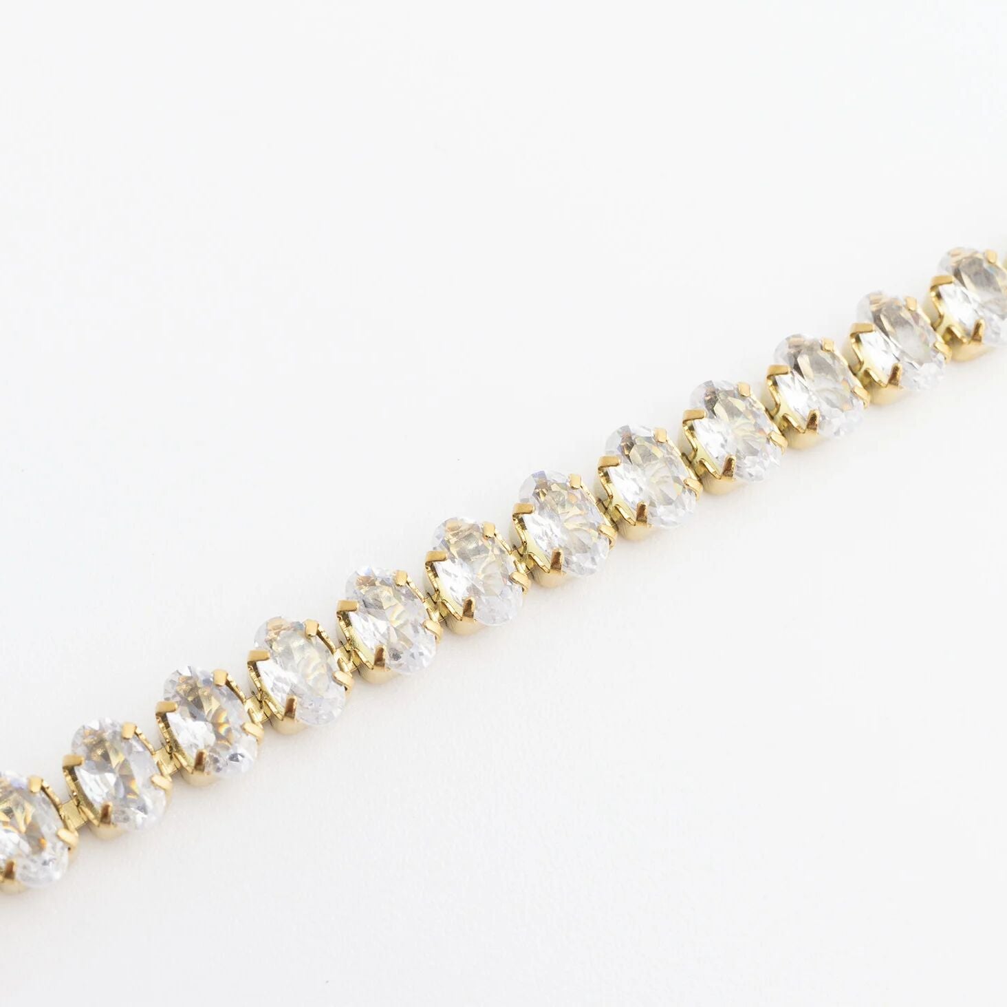 18K Gold PVD Stainless Steel Oval CZ Tennis Chain Bracelet