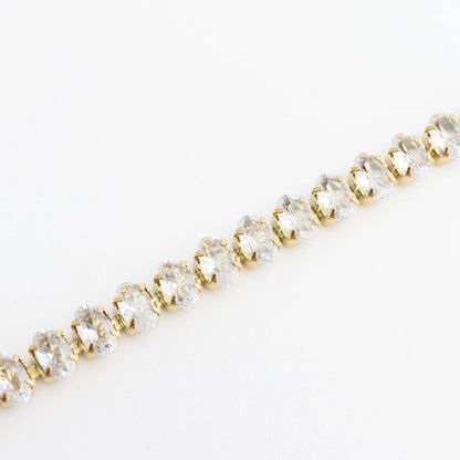 18K Gold PVD Stainless Steel Oval CZ Tennis Chain Bracelet