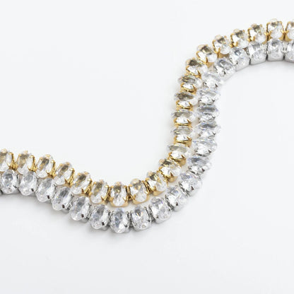 18K Gold PVD Stainless Steel Oval CZ Tennis Chain Bracelet
