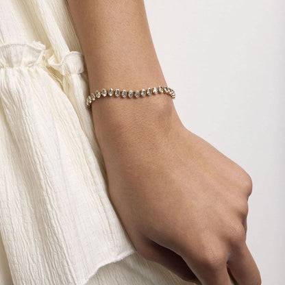 18K Gold PVD Stainless Steel Oval CZ Tennis Chain Bracelet