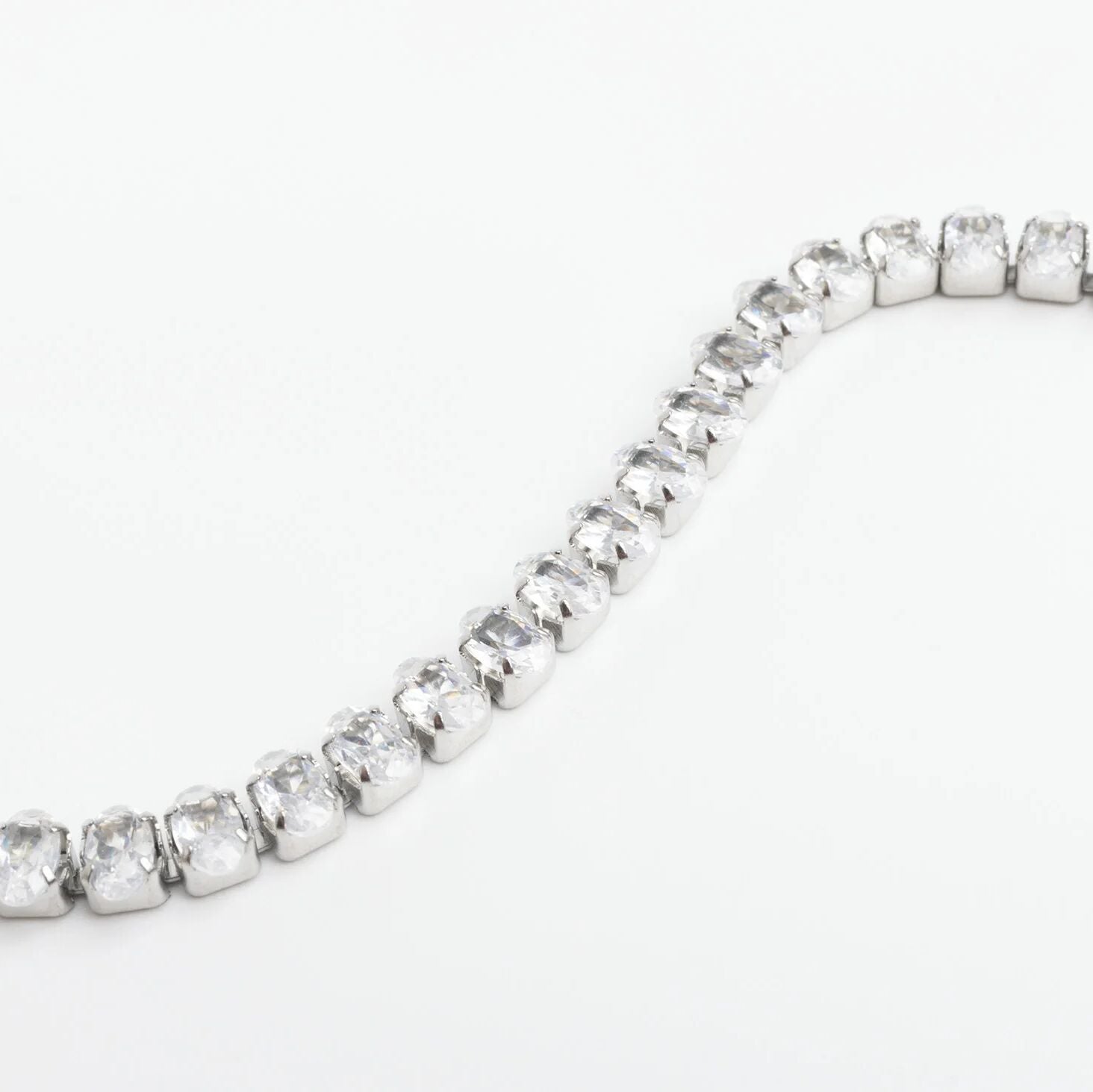 18K Gold PVD Stainless Steel Oval CZ Tennis Chain Bracelet
