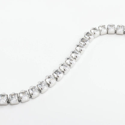 18K Gold PVD Stainless Steel Oval CZ Tennis Chain Bracelet