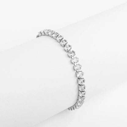 18K Gold PVD Stainless Steel Oval CZ Tennis Chain Bracelet