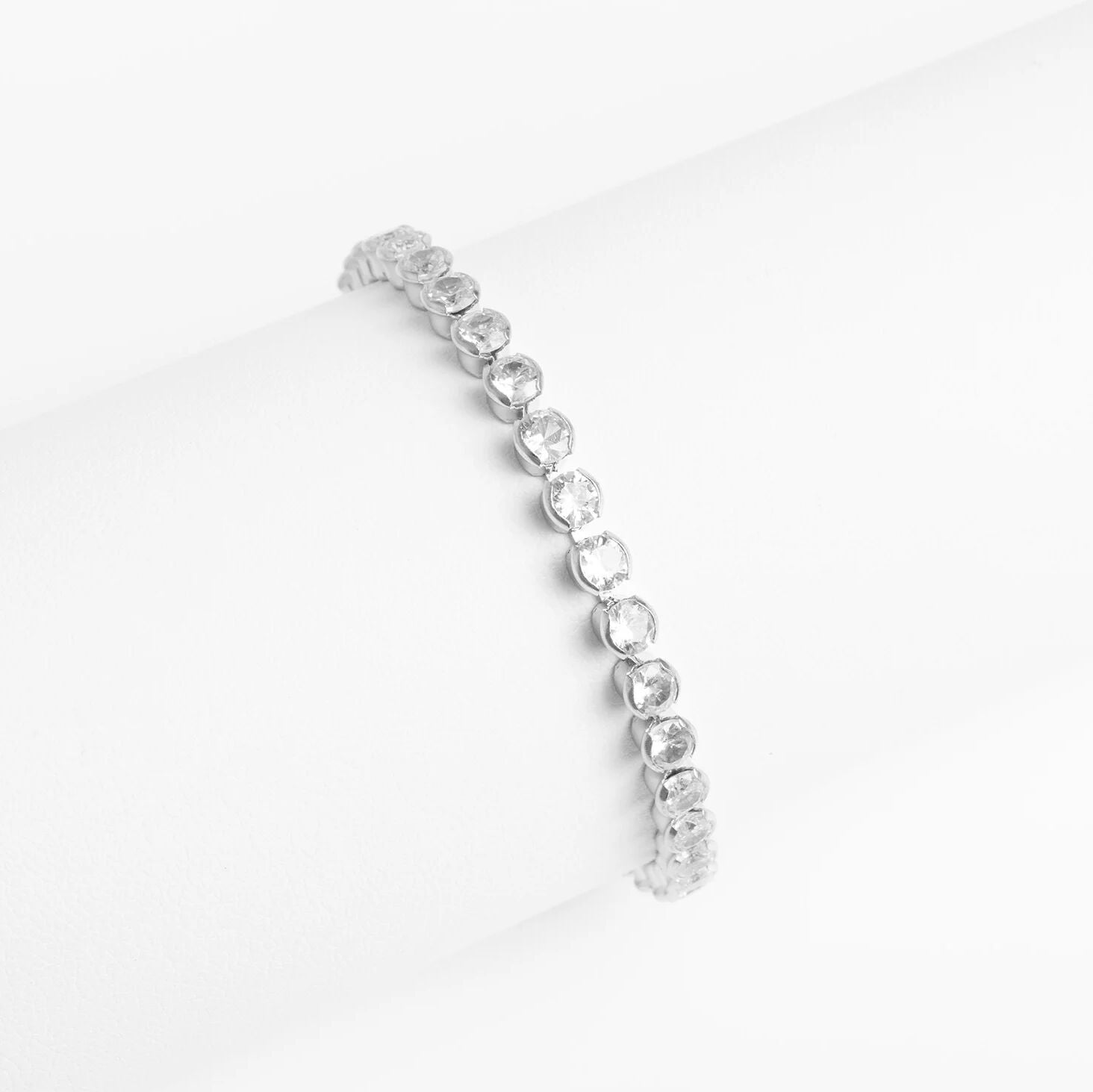 18K Gold PVD Stainless Steel CZ Round Stone Tennis Chain Bracelet