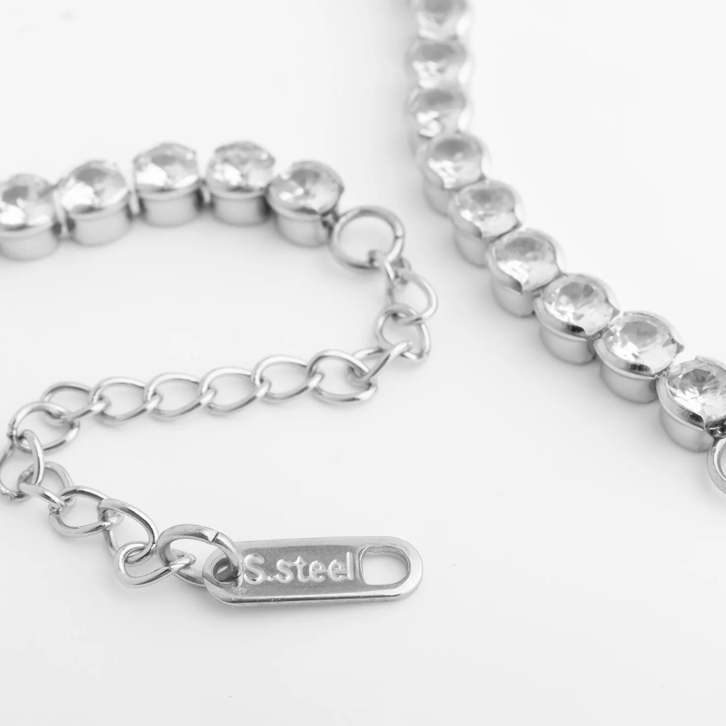 18K Gold PVD Stainless Steel CZ Round Stone Tennis Chain Bracelet