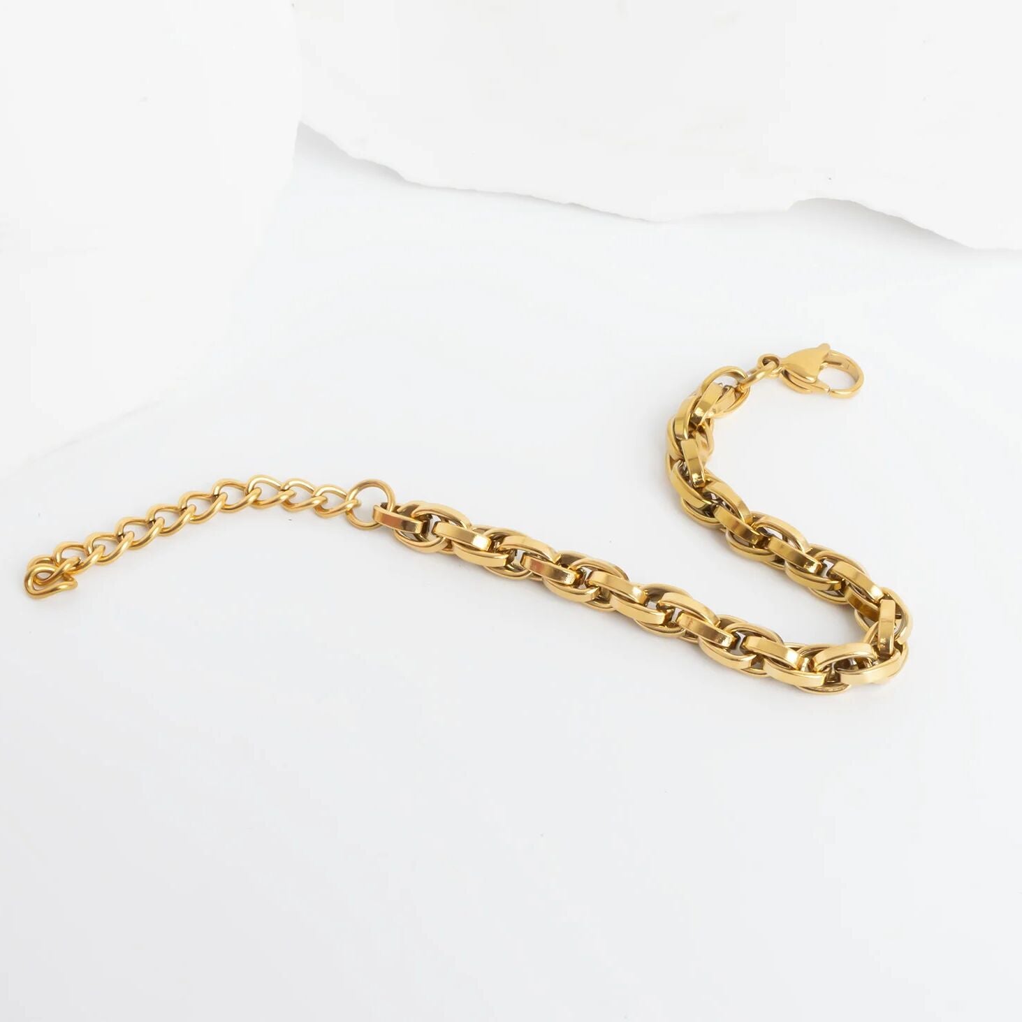 18K Gold PVD Stainless Steel Double Oval Chain Bracelet