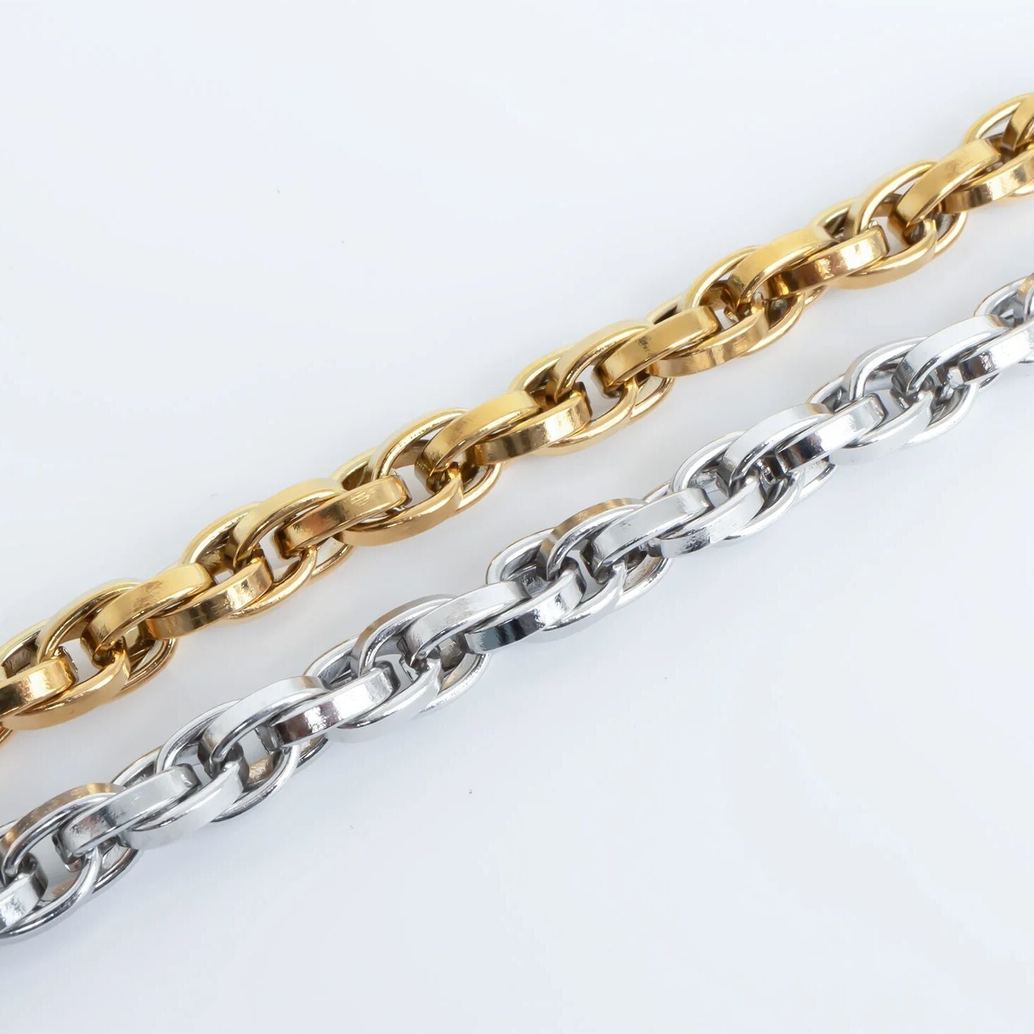 18K Gold PVD Stainless Steel Double Oval Chain Bracelet
