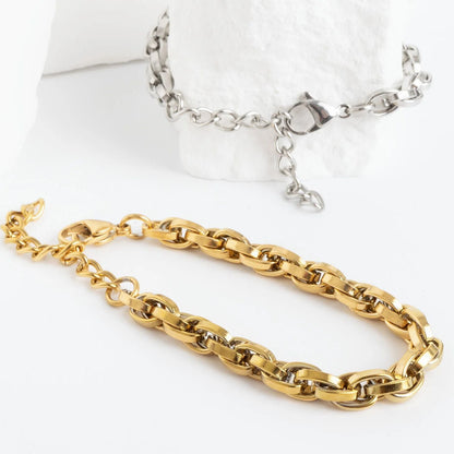 18K Gold PVD Stainless Steel Double Oval Chain Bracelet