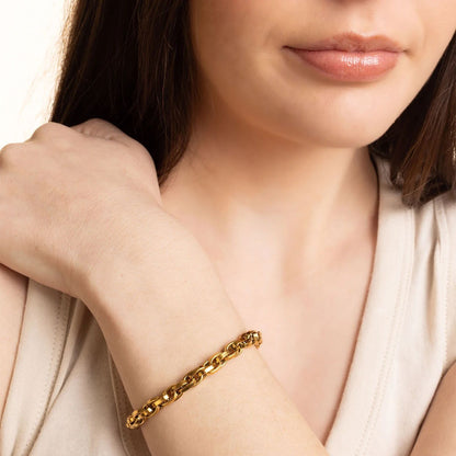 18K Gold PVD Stainless Steel Double Oval Chain Bracelet