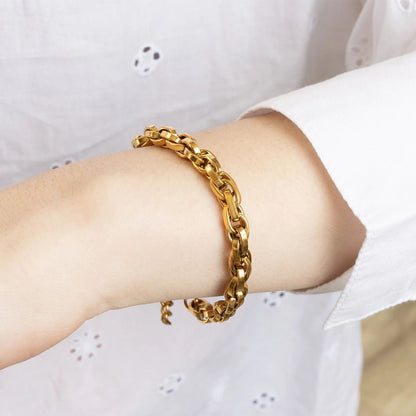 18K Gold PVD Stainless Steel Double Oval Chain Bracelet