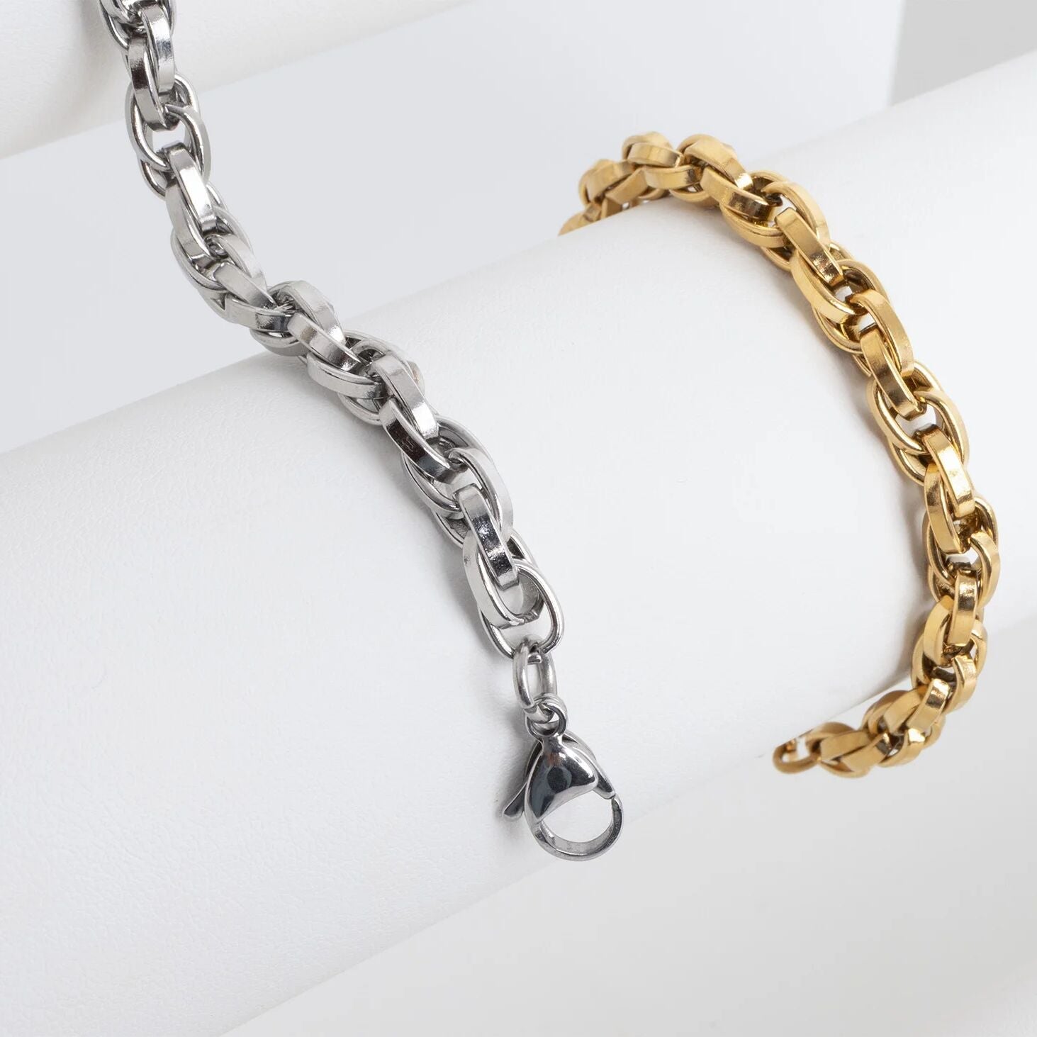 18K Gold PVD Stainless Steel Double Oval Chain Bracelet