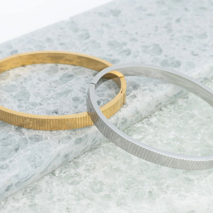18K Gold PVD Stainless Steel Fluted Bangle Bracelet