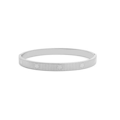 Silver Fluted Floral Bangle