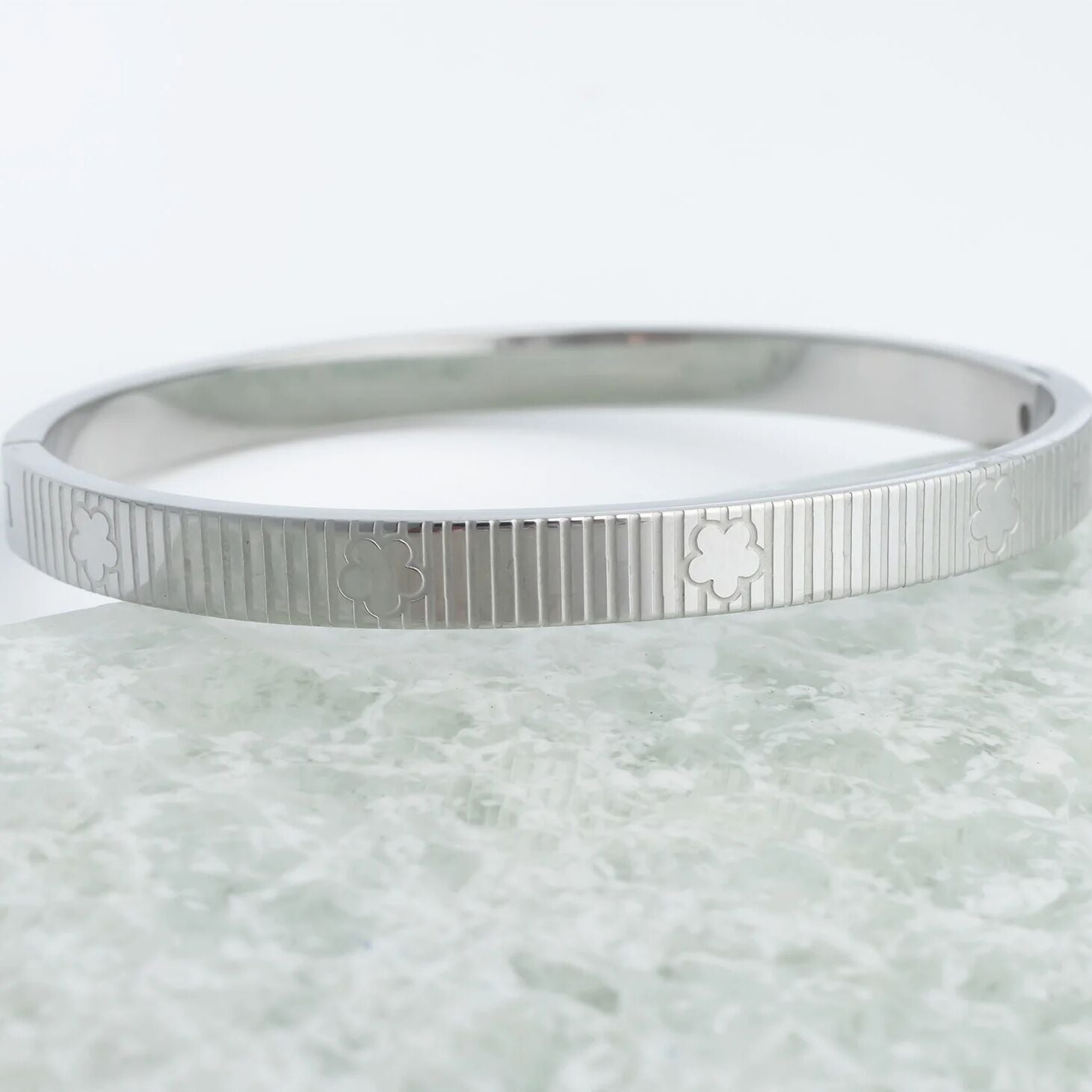 18K Gold PVD Stainless Steel Fluted Bangle Bracelet