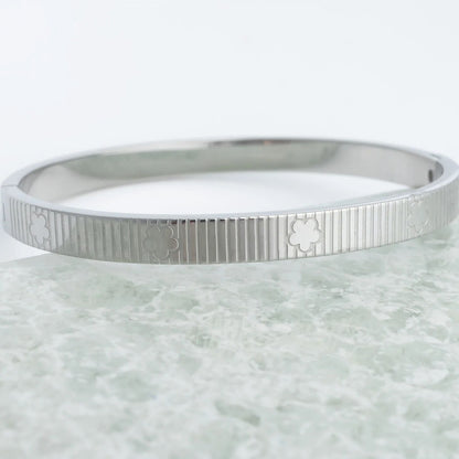 18K Gold PVD Stainless Steel Fluted Bangle Bracelet