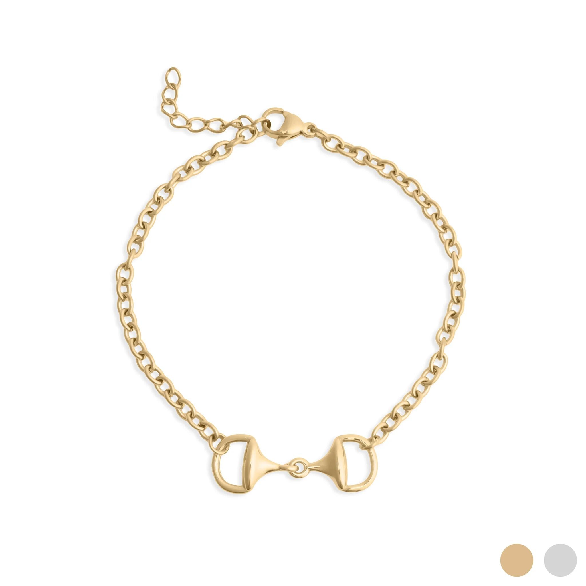 Gold Horsebit Bracelet n on a white background