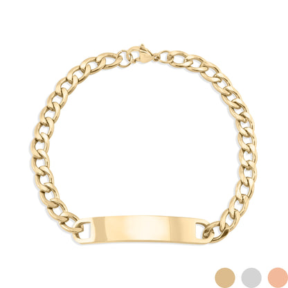 18K Gold PVD Stainless Steel Blank ID Curved Bar Bracelet