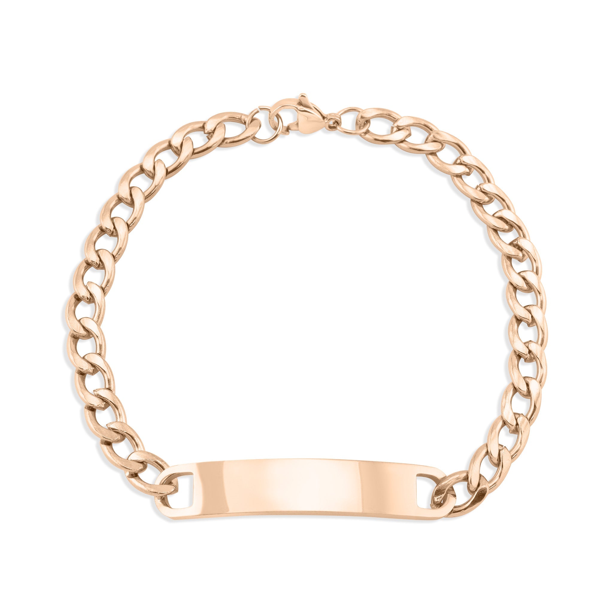 18K Gold PVD Stainless Steel Blank ID Curved Bar Bracelet
