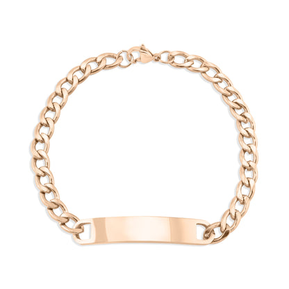 18K Gold PVD Stainless Steel Blank ID Curved Bar Bracelet
