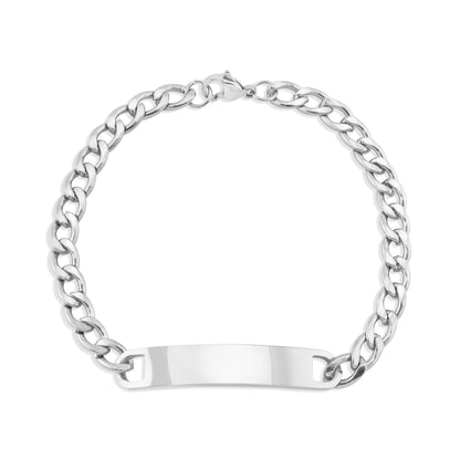 18K Gold PVD Stainless Steel Blank ID Curved Bar Bracelet