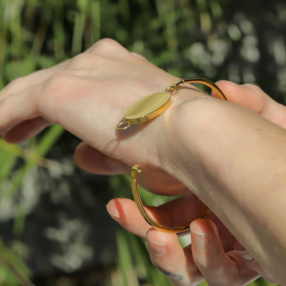 18K Gold PVD Stainless Steel Oval Engravable Bracelet