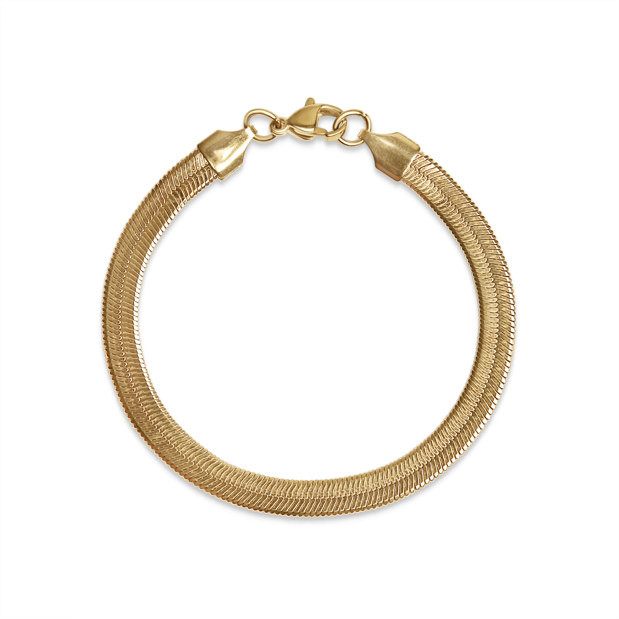 18K Gold PVD Stainless Steel Herringbone Chain Bracelet