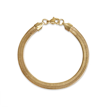 18K Gold PVD Stainless Steel Herringbone Chain Bracelet