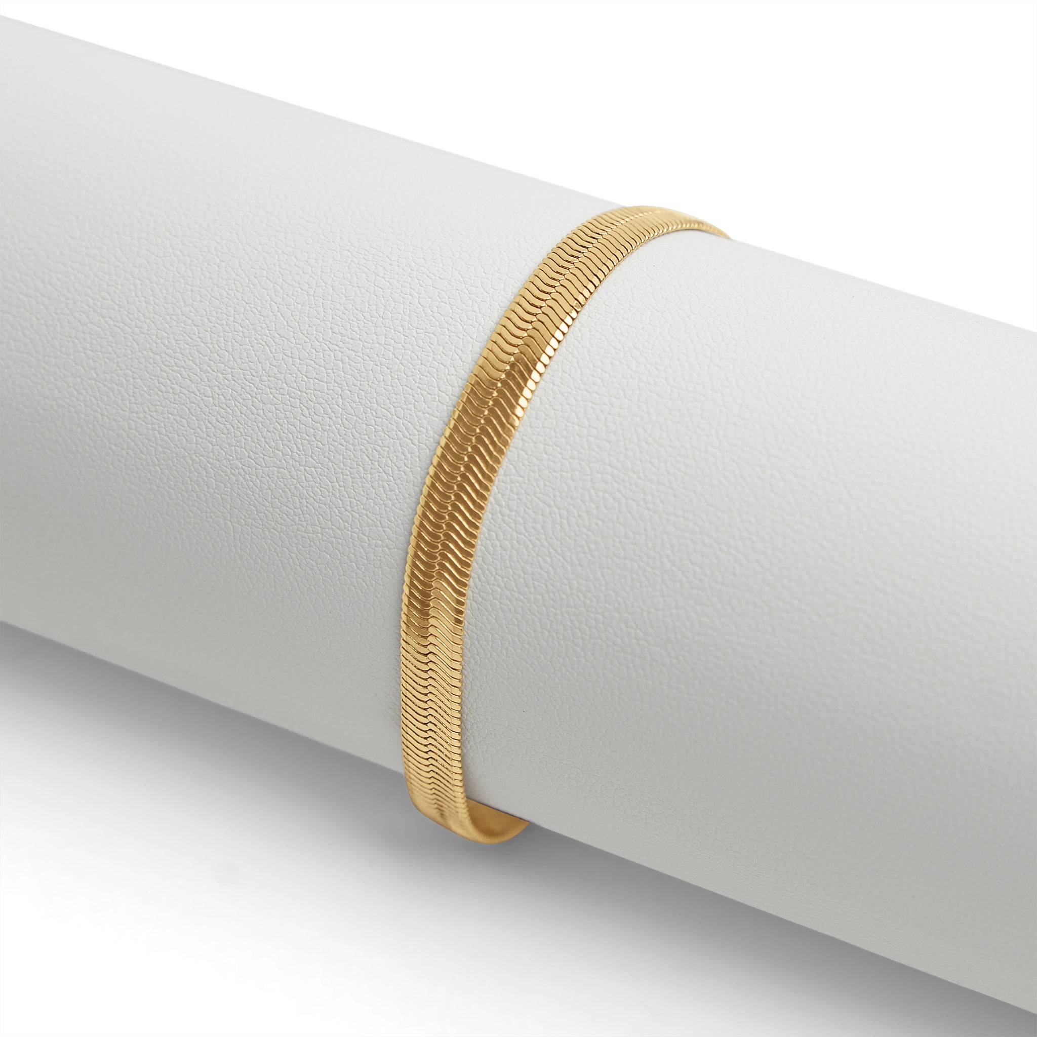18K Gold PVD Stainless Steel Herringbone Chain Bracelet