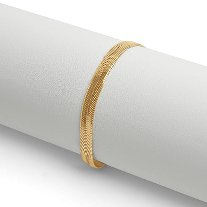 18K Gold PVD Stainless Steel Herringbone Chain Bracelet