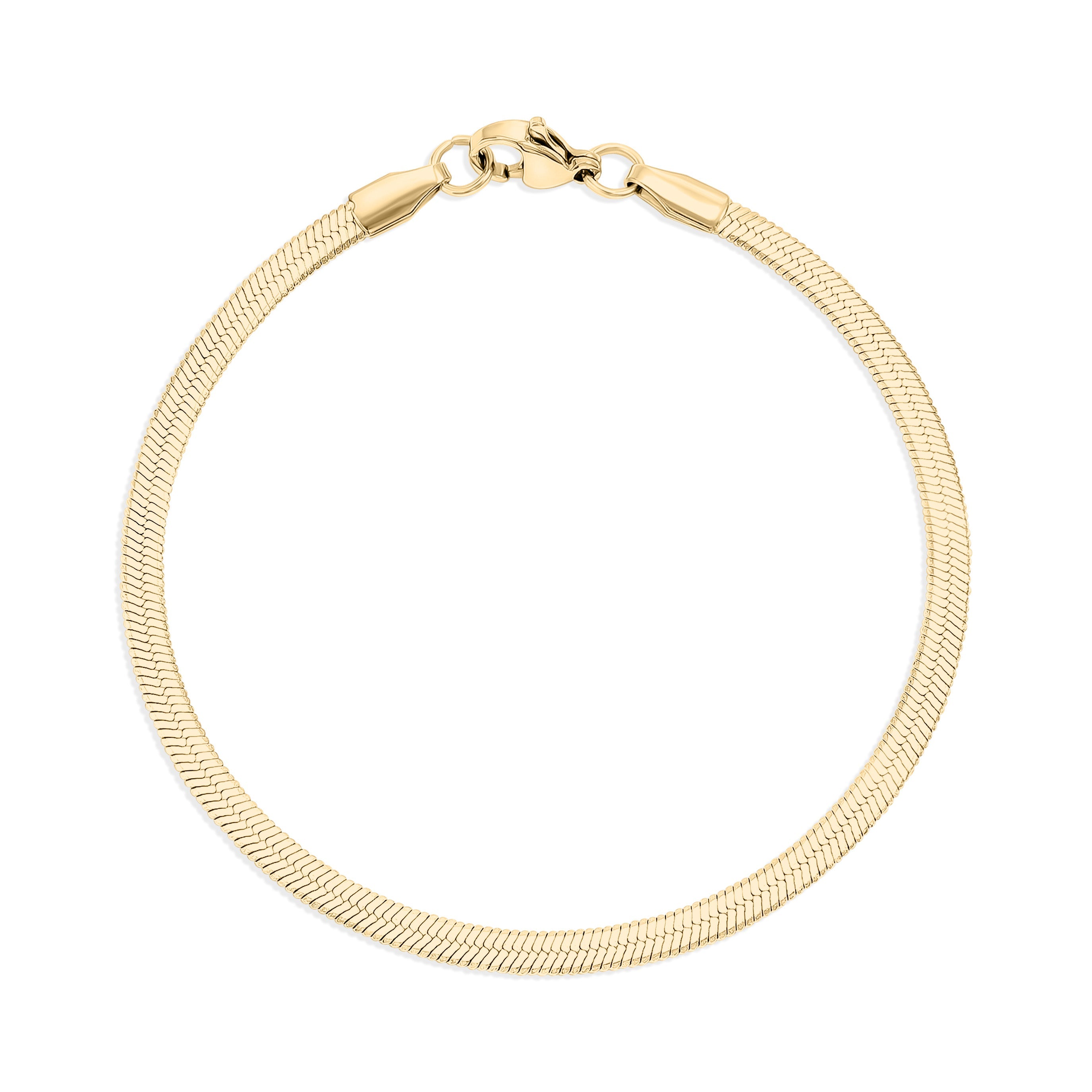 18K Gold PVD Stainless Steel Herringbone Chain Bracelet