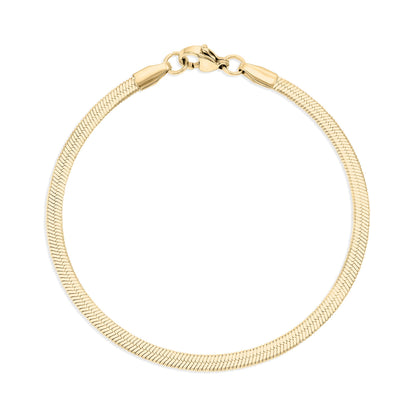 18K Gold PVD Stainless Steel Herringbone Chain Bracelet
