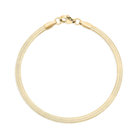 18K Gold PVD Stainless Steel Herringbone Chain Bracelet