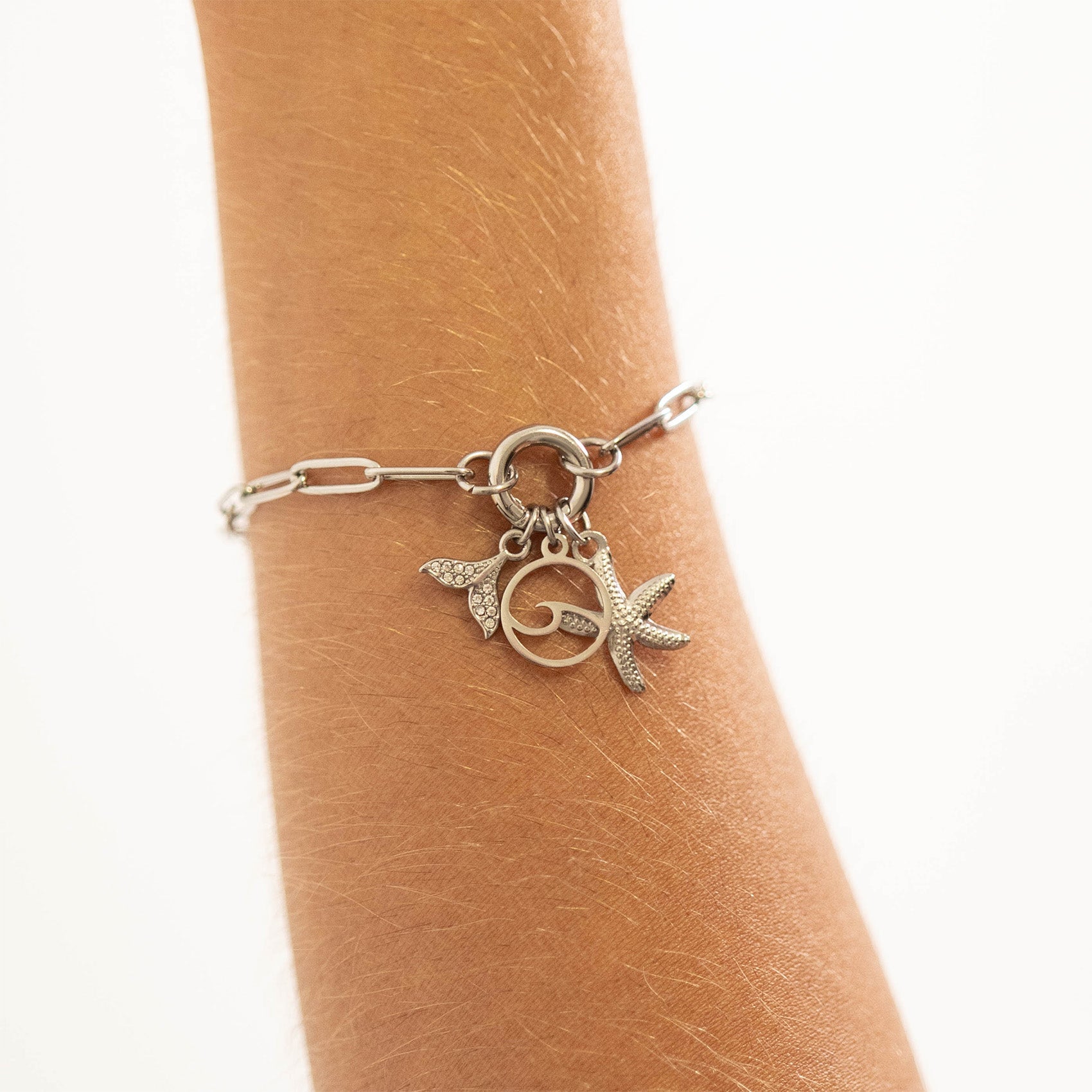 18K Gold PVD Stainless Steel Wave Charm