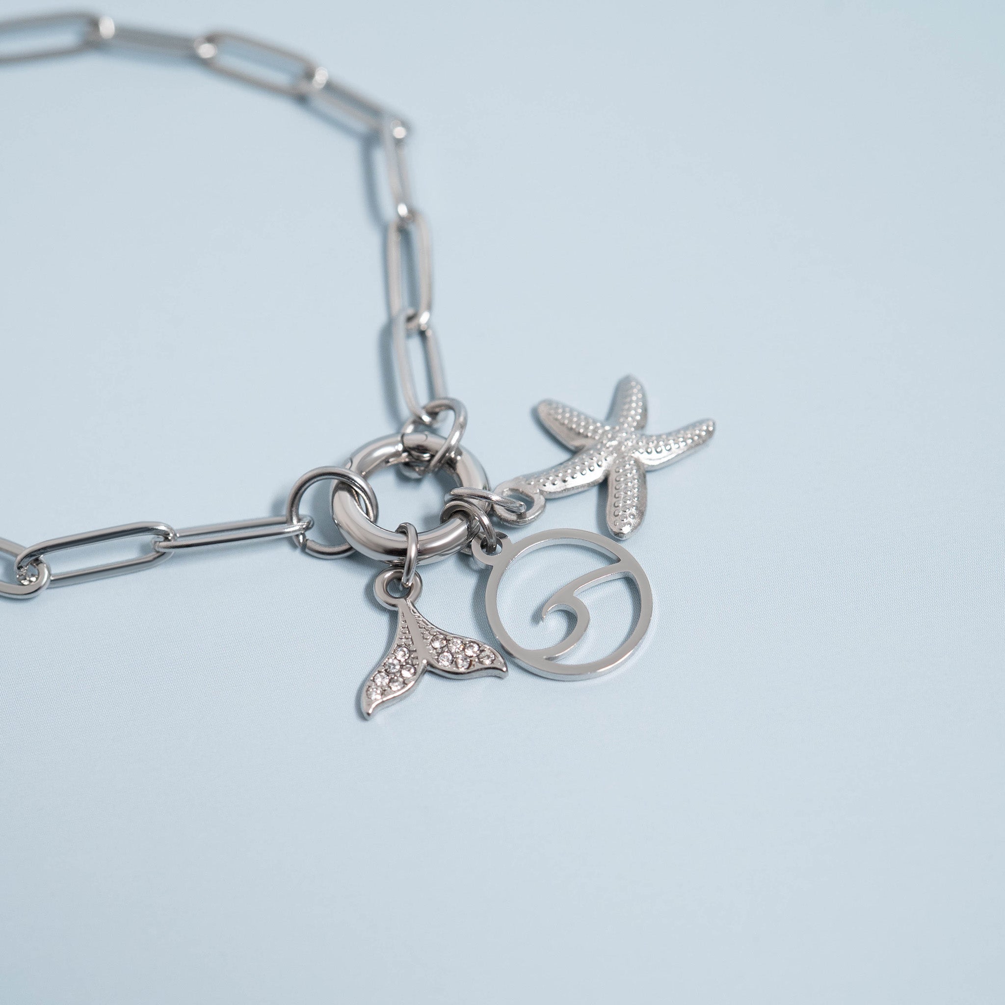 18K Gold PVD Stainless Steel Wave Charm