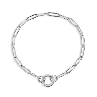18K Gold PVD Stainless Steel Paperclip Charm Keeper Bracelet