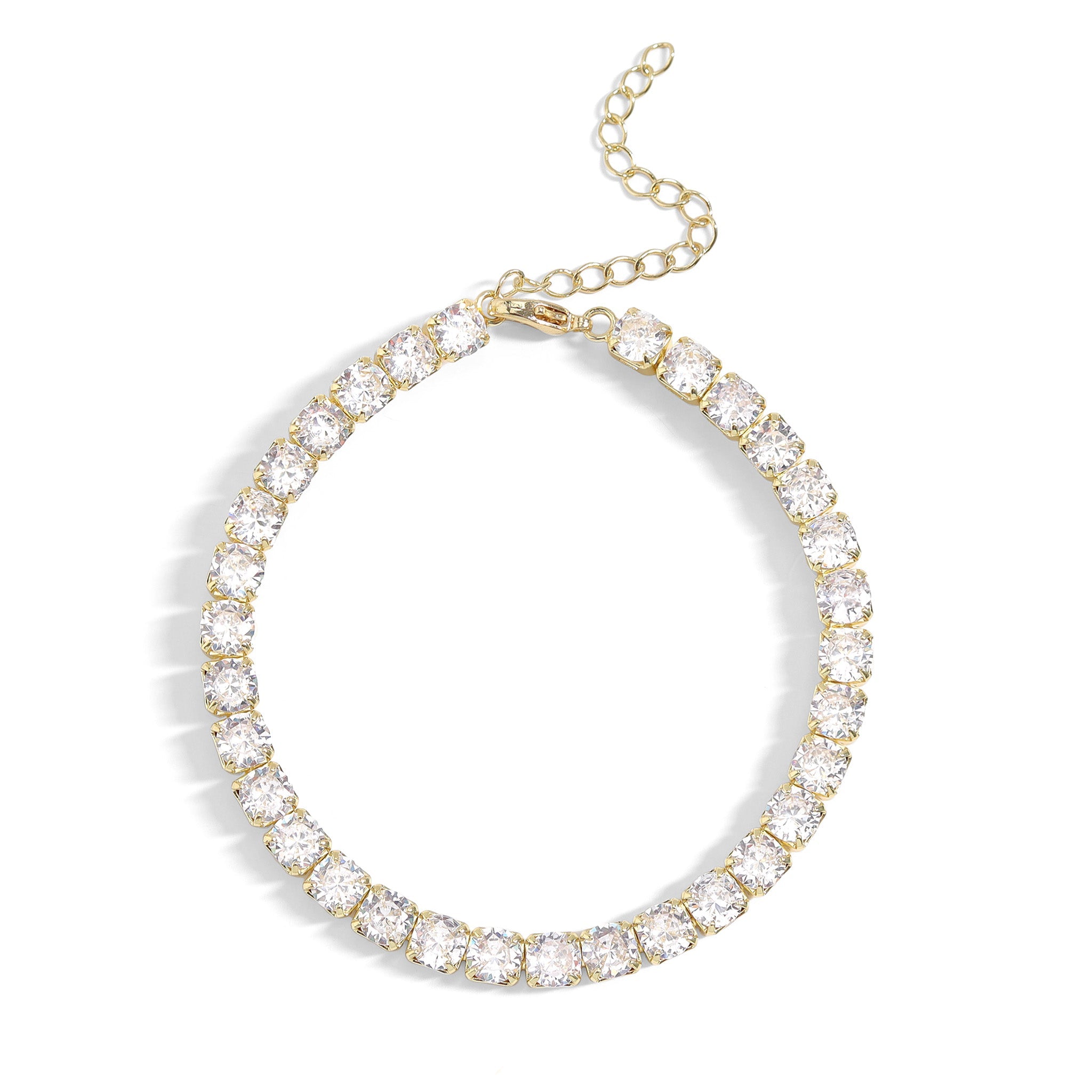 Gold PVD Coated Over Brass Cubic Zirconia Tennis Bracelet