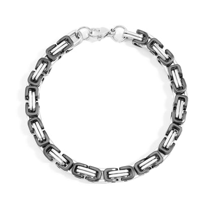 Stainless Steel And Black Byzantine Chain Bracelet
