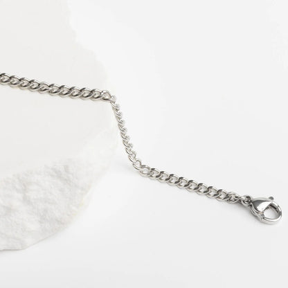 Stainless Steel Diamond Cut Curb Chain Bracelet or Anklet