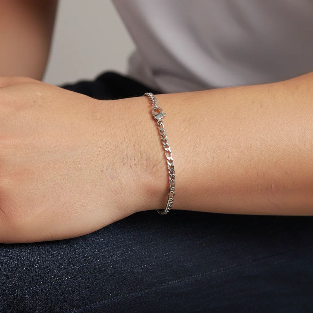 Stainless Steel Figaro Chain Bracelet
