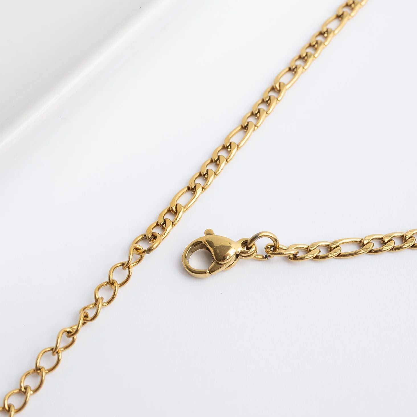 18K Gold PVD Stainless Steel Figaro Chain Bracelet or Anklet