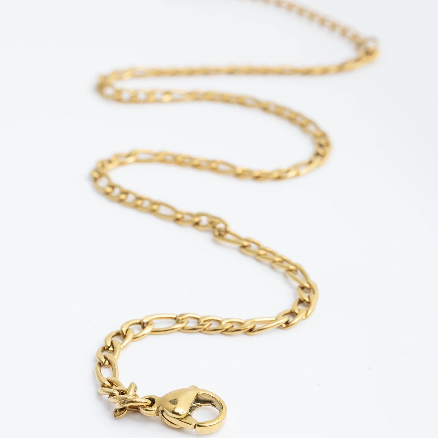 18K Gold PVD Stainless Steel Figaro Chain Bracelet or Anklet