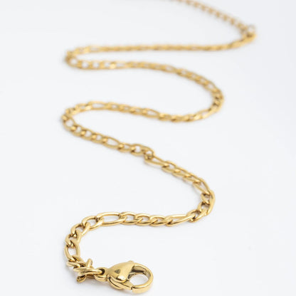 18K Gold PVD Stainless Steel Figaro Chain Bracelet or Anklet