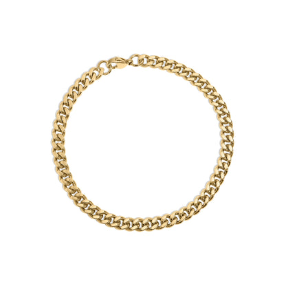 18K Gold PVD Stainless Steel Diamond Cut Curb Chain Bracelet