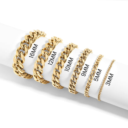 18K Gold PVD Stainless Steel Diamond Cut Curb Chain Bracelet
