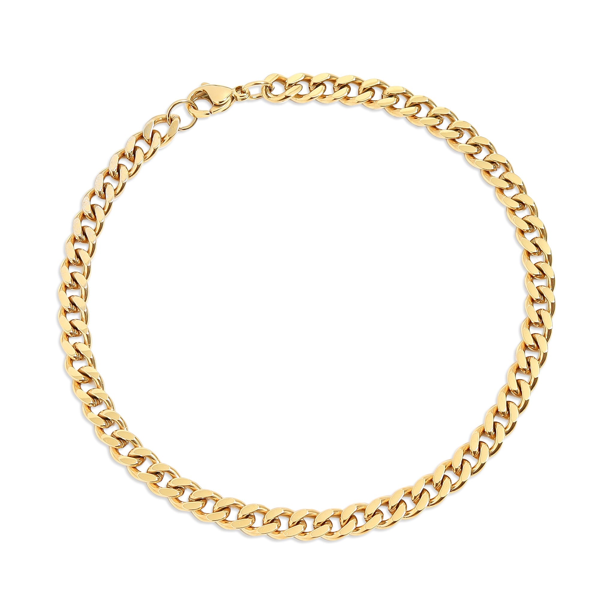 18K Gold PVD Stainless Steel Diamond Cut Curb Chain Bracelet